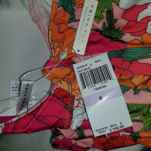 Trina Turk NWT Sunny Bloom Convertible Tankini Size 6 Lightly Padded top only - Picture 11 of 13